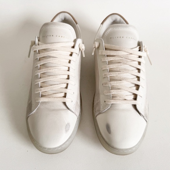 Oliver Cabell Low 1 Off White Leather Suede Sneaker Mens US 7/ Womens 10 EU 40 - Picture 4 of 13